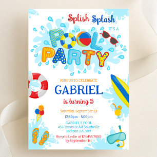Poolparty Planschen Sommer Strand Geburtstag Einladung