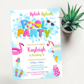 Poolparty Planschen Sommer Strand Geburtstag  Einladung