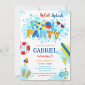 Poolparty Planschen Sommer Strand Geburtstag Einladung (Vorderseite)