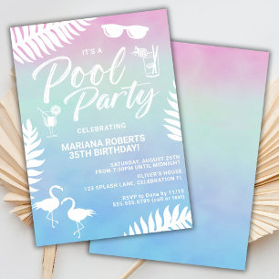 Poolparty-Sommer-Geburtstagsfeier-Einladung Einladung