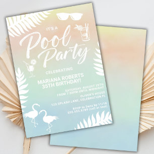 Poolparty-Sommer-Geburtstagsfeier-Einladung Einladung