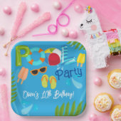 Poolparty Sommer Jungen Geburtstagsfeier Pappteller (Party)