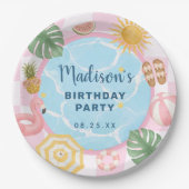 Poolparty-Sommer-Mädchen-Geburtstag Pappteller (Vorderseite)