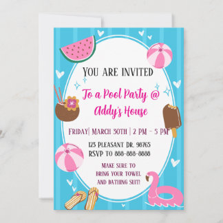 Poolparty-Spaß! Geburtstagspoolparty! Einladung