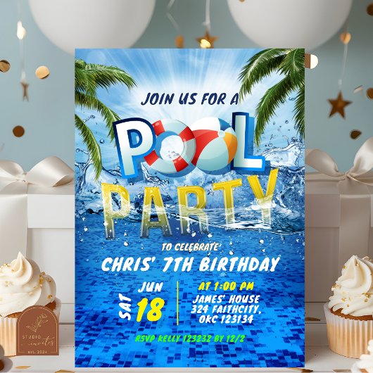 Poolparty-Splash-Sommer Einladung