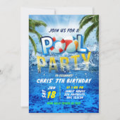 Poolparty-Splash-Sommer Einladung (Vorderseite)