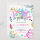 Poolparty Tropicalische Sommer-Pool-Geburtstagsfei Einladung (Vorderseite)