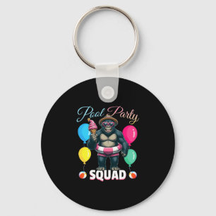 Poolparty-Truppe lustiger Gorilla Sommerferien Schlüsselanhänger