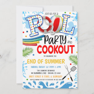 Poolparty- und Grillparty-Einladung Einladung