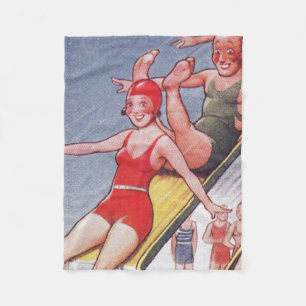 Poolparty Vintage Schwimmen Sommer Fleecedecke