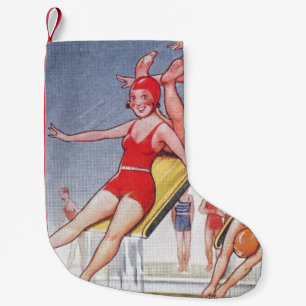 Poolparty Vintage Schwimmen Sommer Kleiner Weihnachtsstrumpf