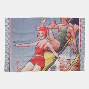 Poolparty Vintage Schwimmen Sommer Küchentuch