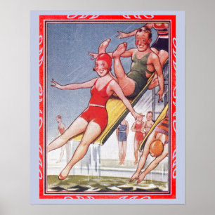 Poolparty Vintage Schwimmen Sommer Poster