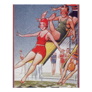 Poolparty Vintage Schwimmen Sommer Poster