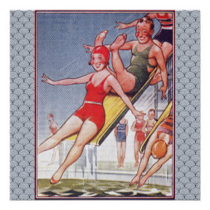Poolparty Vintage Schwimmen Sommer Poster