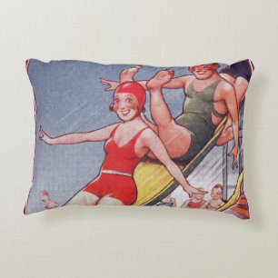Poolparty Vintage Schwimmen Sommer Zierkissen