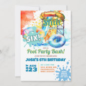 Poolparty-Wasserrutsche Geburtstag Einladung (Vorderseite)
