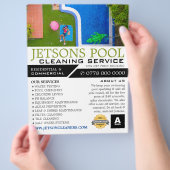Poolportrait, Poolreinigung Werbung Flyer (Hand)