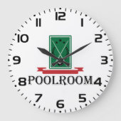 Poolroom Billard Klassisches 8 Ball Große Wanduhr (Vorderseite)