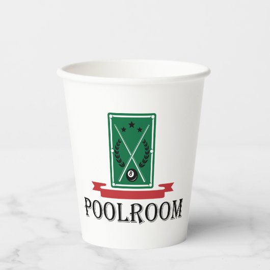 Poolroom Billiards Classic 8 Ball Pappbecher (Vorderseite)