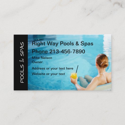 Pools und Spas Visitenkarte (Vorderseite)