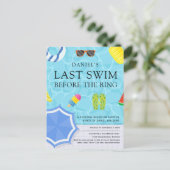 Poolside Bachelor Party Einladung Postkarte (Stehend Vorderseite)