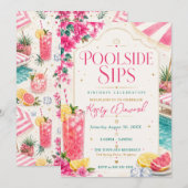 Poolside-Drinks Tropicalischer Geburtstagsparty Einladung (Vorne/Hinten)