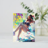 Poolside im Club Fantasy Kunst, Dichtung und Musik Postkarte (Stehend Vorderseite)