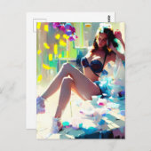 Poolside im Club Fantasy Kunst, Dichtung und Musik Postkarte (Vorne/Hinten)