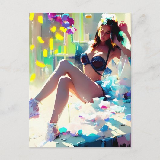 Poolside im Club Fantasy Kunst, Dichtung und Musik Postkarte (Vorderseite)