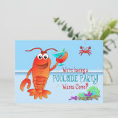 POOLSIDE-PARTY EINLADUNG - Hummer mit Getränk (Stehend Vorderseite)