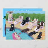 Poolside-Party Labradors Malerei Einladung (Vorne/Hinten)