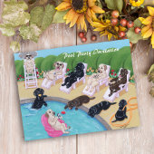 Poolside Party Labradors Malerei Einladungspostkarte