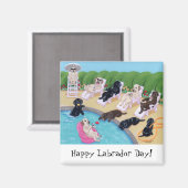 Poolside Party Labradors Malerei Magnet (Vorderseite/Rückseite)
