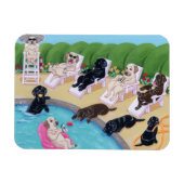 Poolside Party Labradors Malerei Magnet (Horizontal)