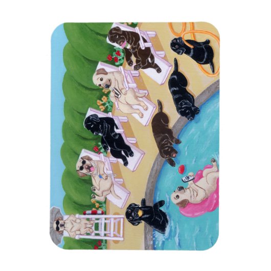 Poolside Party Labradors Malerei Magnet (Vertikal)