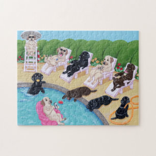 Poolside-Party Labradors Malerei Puzzle