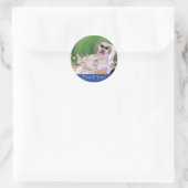 Poolside Party Labradors Malerei Runder Aufkleber (Tasche)