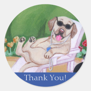 Poolside Party Labradors Malerei Runder Aufkleber