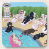 Poolside-Party Labradors Malerei Untersetzer (Vorderseite)