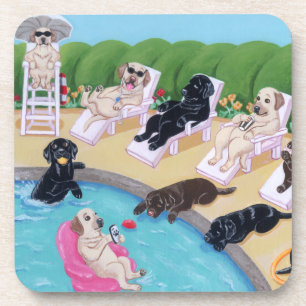 Poolside-Party Labradors Malerei Untersetzer