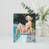 Poolside Pin Up Postkarte (Stehend Vorderseite)