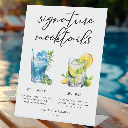 Poolside Signature Mocktails Sommer-Menü Sockelschild
