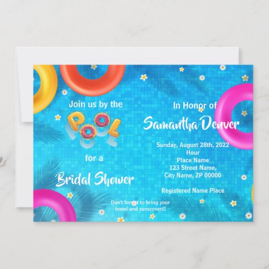 Poolside Summer Brautparty Einladung (Vorderseite)