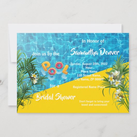 Poolside Summer Bridal Dusche Einladung (Vorderseite)