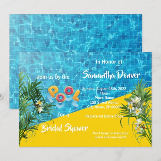 Poolside Summer Bridal Dusche Einladung (Vorne/Hinten)