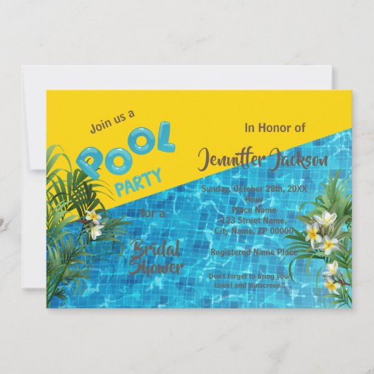 Poolside Summer Bridal Dusche Einladung (Vorderseite)