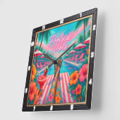 Poolside Vibes Relaxen Sommer Quadratische Wanduhr (Winkel)