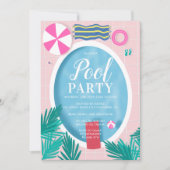 Poolszene mit tropischem Pool Party Einladung (Vorderseite)