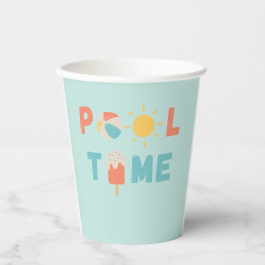 Poolzeit. Party Cups & Supplier Pappbecher (Vorderseite)